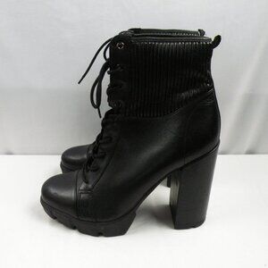 Arezzo Black Leather Lace up Ankle Heeled Boots 41 (10)